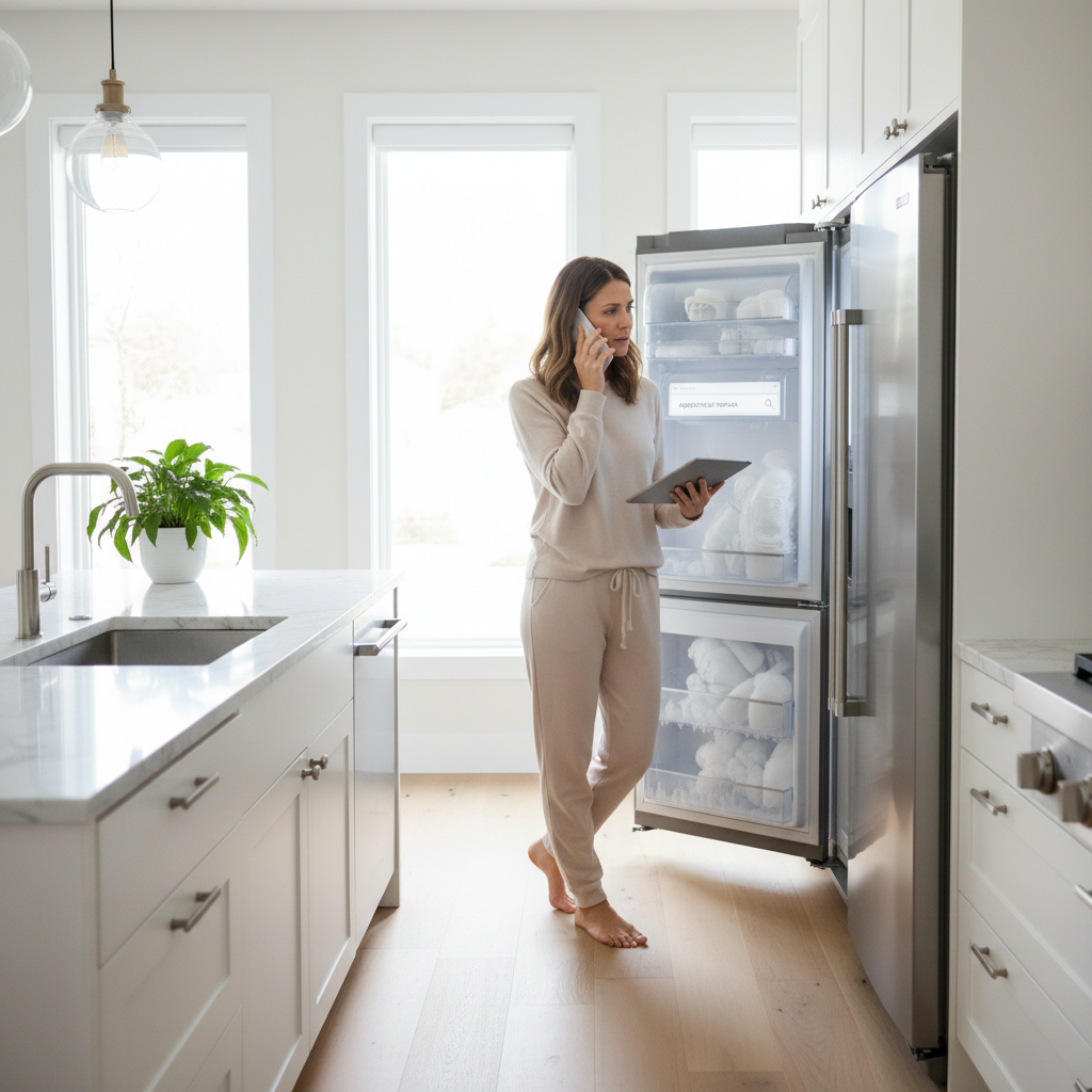 Homeowner calling appliance repair service